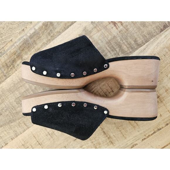 Rag & Bone Mara Open Toe Studded Platform Clogs in Black Suede size 38 US 7.5 - Picture 5 of 12